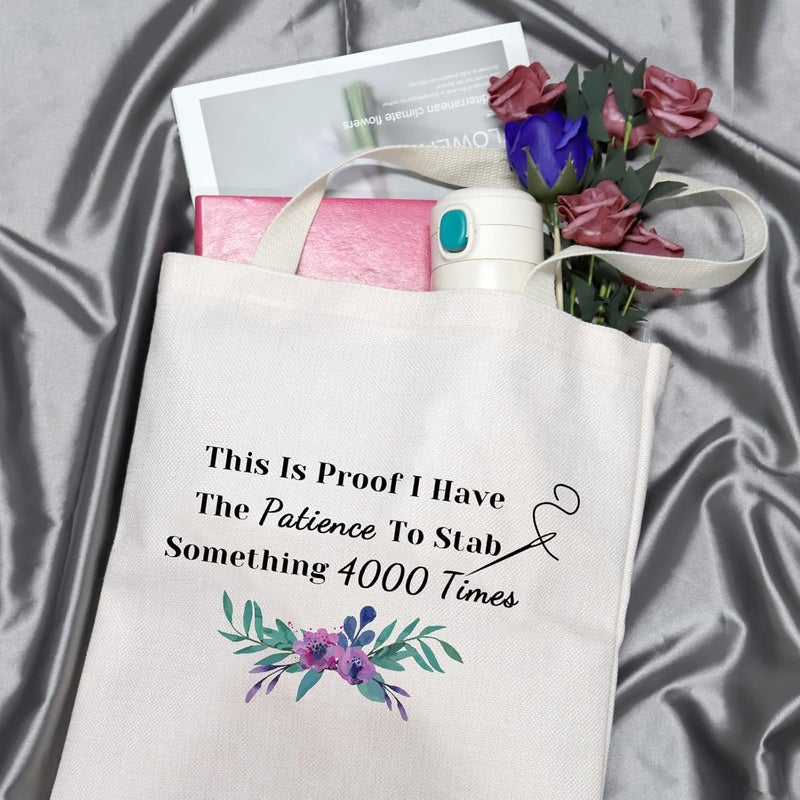 GJTIM Cross Stitch Gift Cross Stitch Project Bag This Is Proof I Stab Something 4000 Times Sewing Project Bag - Image 3